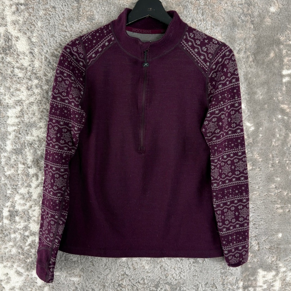Terramar Size M Woolskins Merino Wool Blend Fair Isle Pullover Purple Women‎